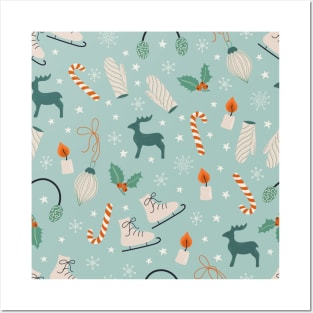 Pattern with cute Winter elements Posters and Art